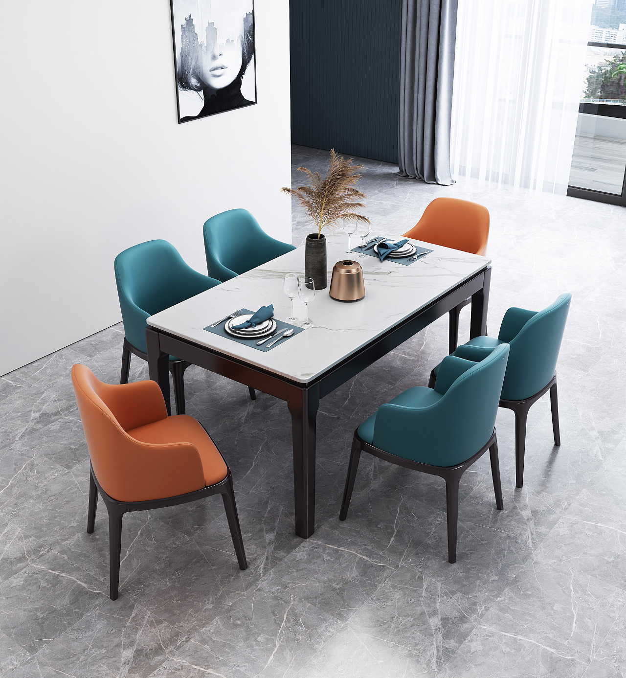 北欧餐桌温莎椅效果图|三维|其他三维|绘梵空间设计_原创作品-站酷ZCOOL