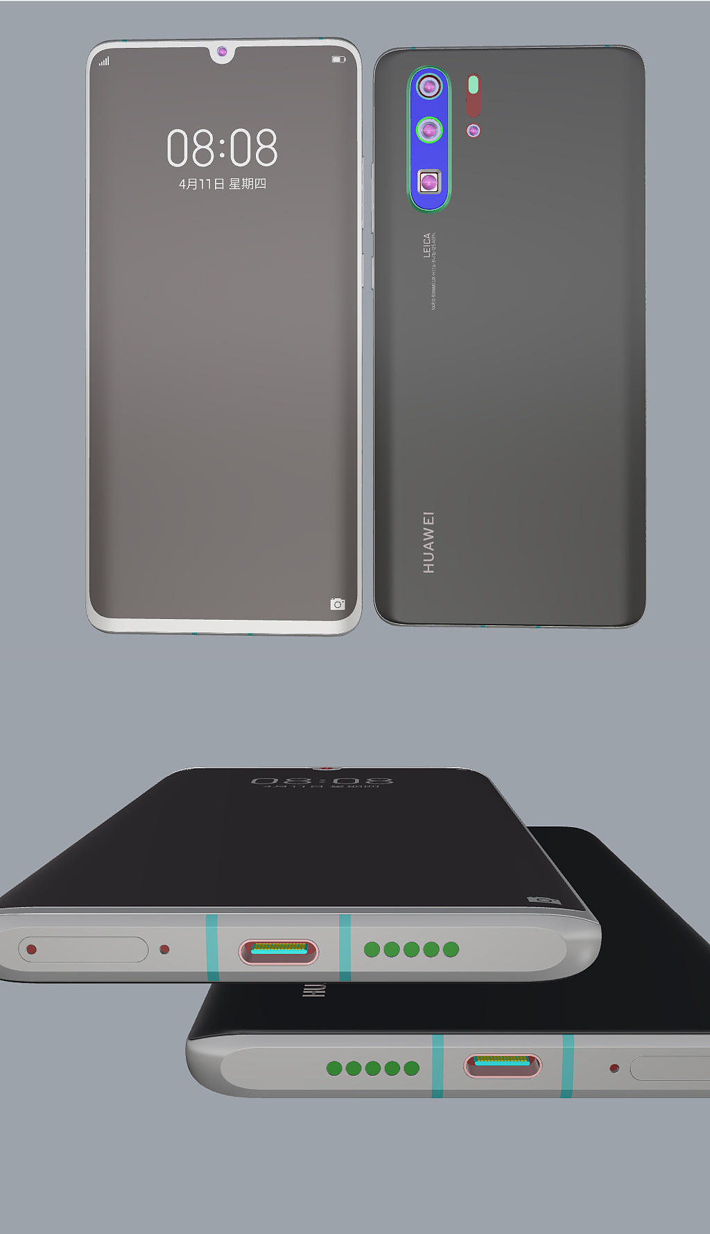 华为p30模型图片1:1超精细手机模型