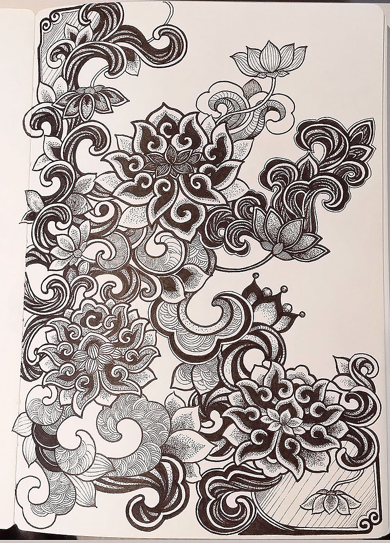 无聊随笔，根据古代团花纹样随意衍生的