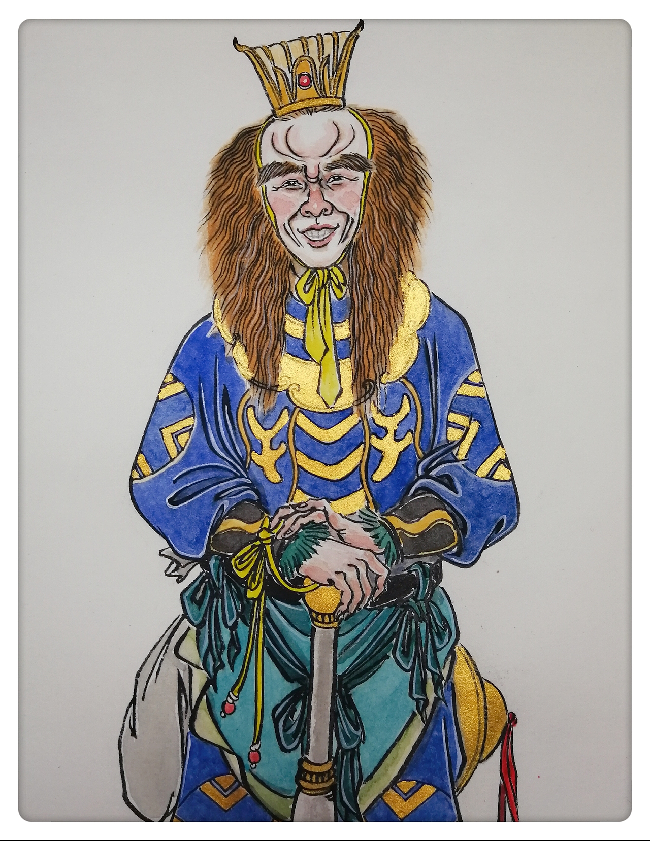 塑新斋潘纪坤手绘古风插画西游记人物造型黄眉大王