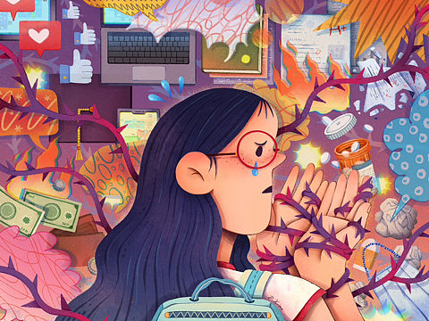 编辑插画｜信息爆炸时代下的压力💥