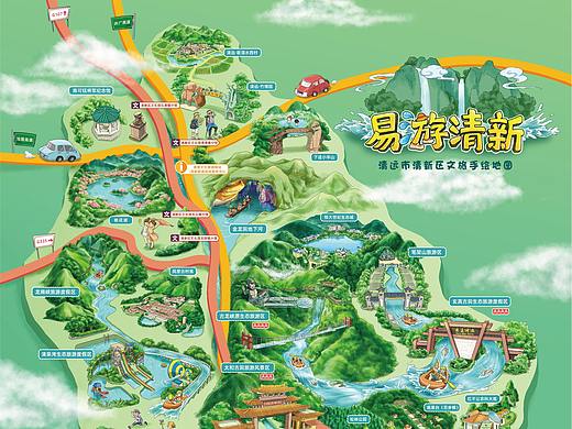 【手绘地图】《易游清新》文旅手绘地图