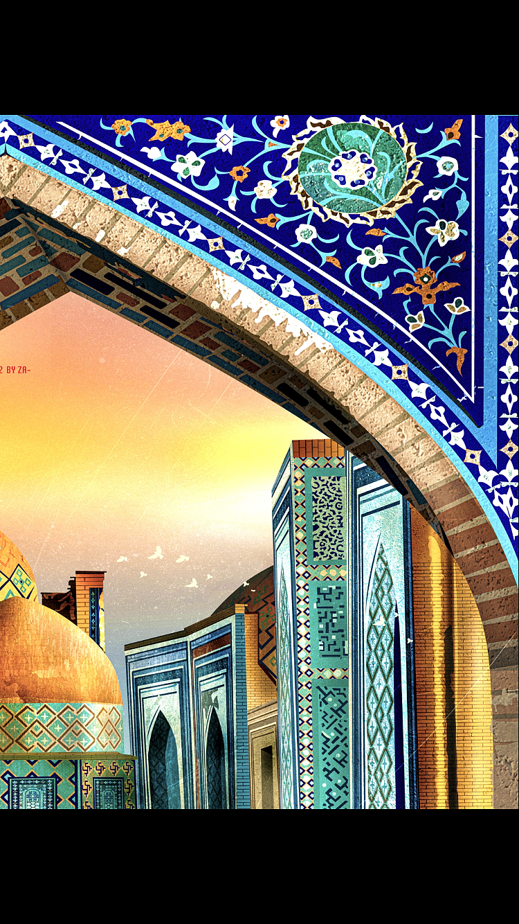 《喀什葛尔》黄昏 矢量插画