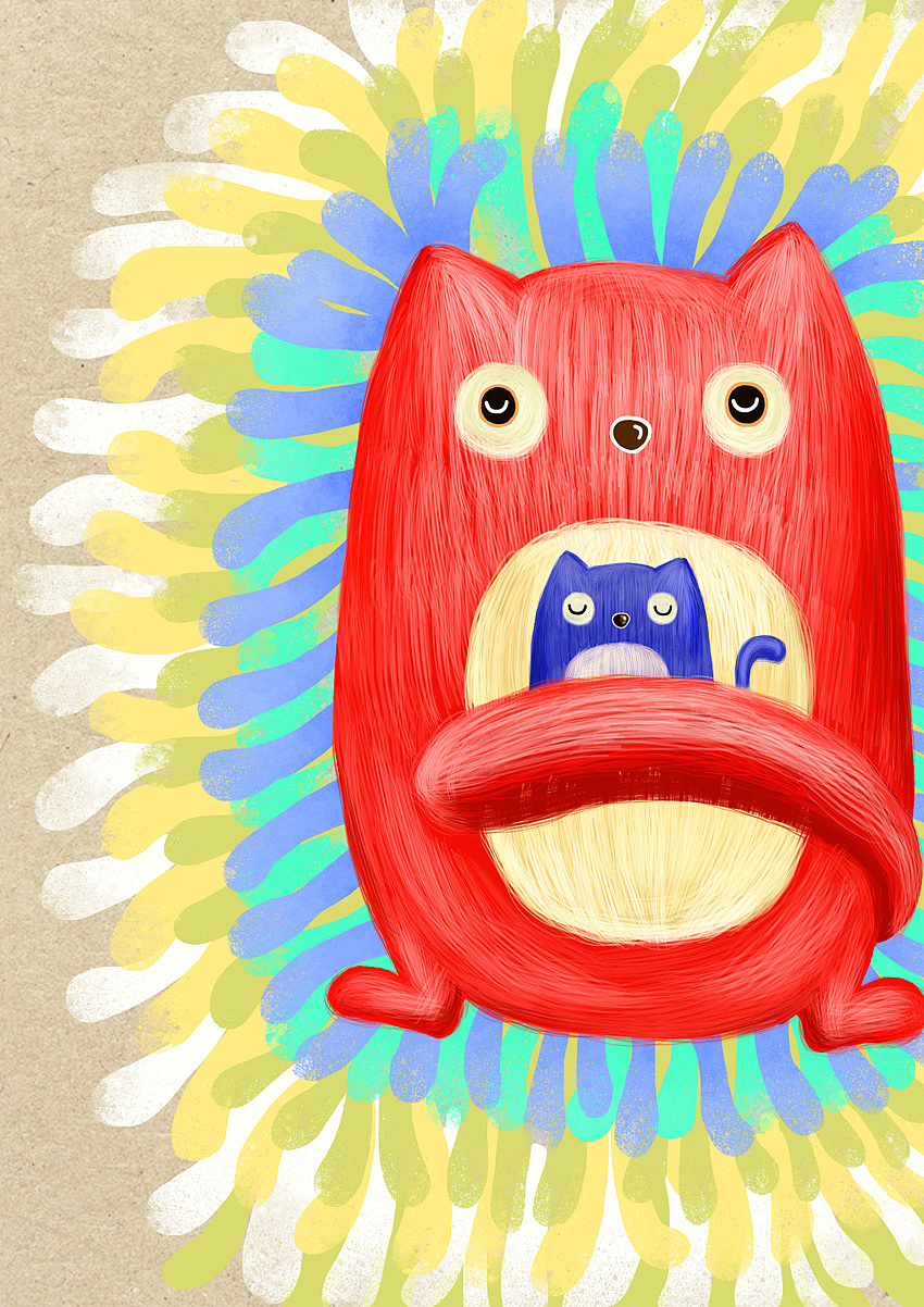 「red cat」红猫手绘插画