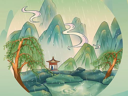 清明节海报国潮插画