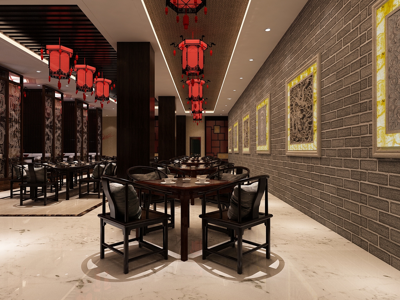 大型中式餐厅设计（图ZNDk5NDY1NjA=） - 家装设计 - 站酷设计师张璞原创素材 - 站酷ZCOOL