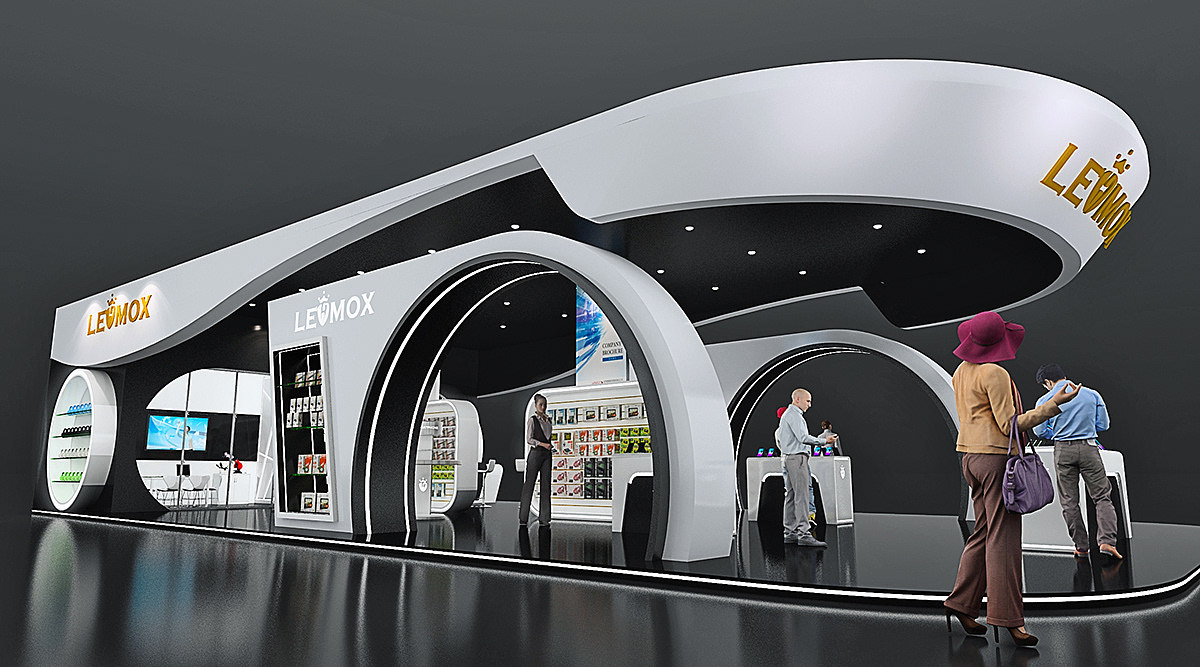 现代时尚展位展会3d效果图设计制作