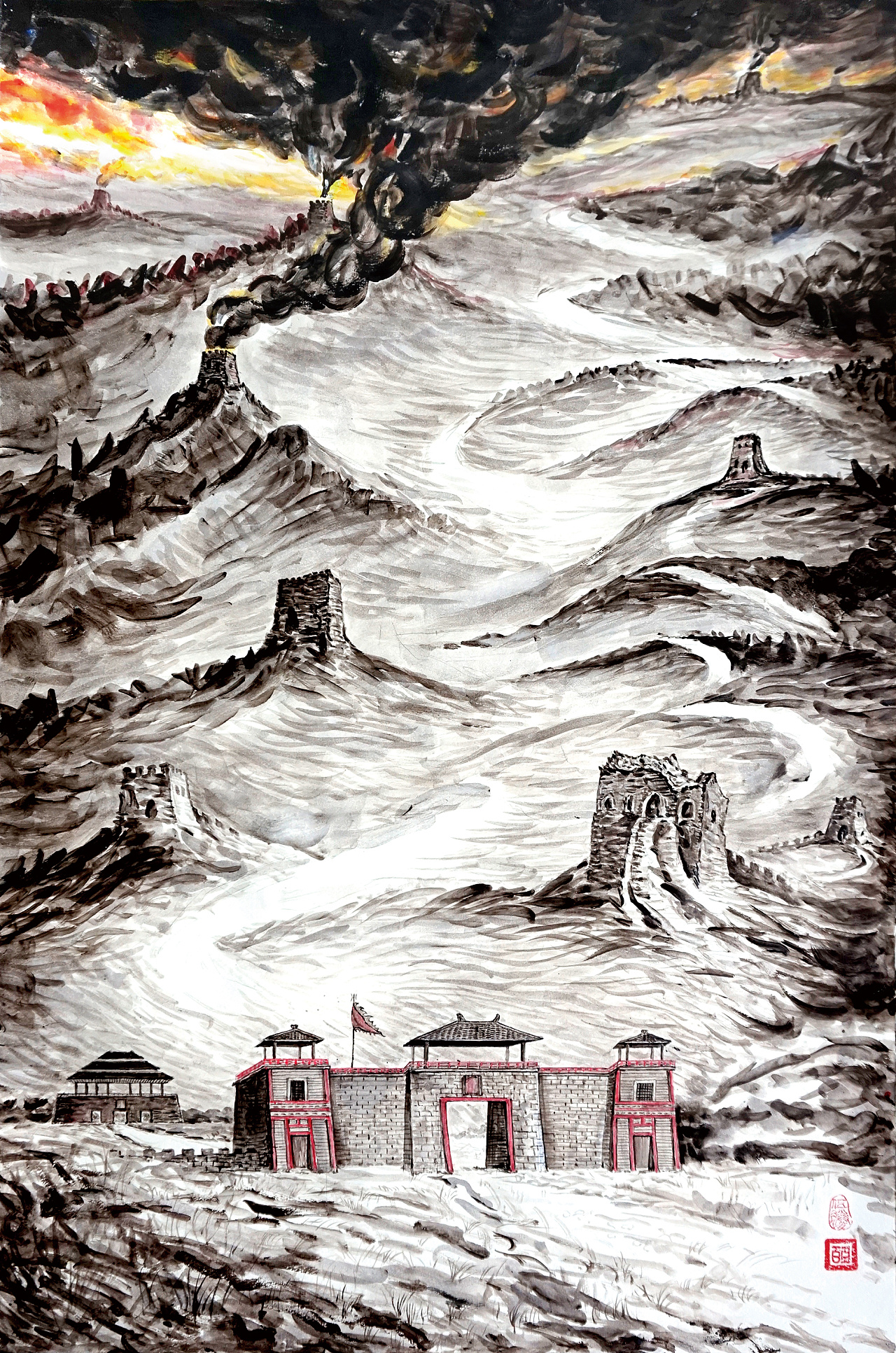 [ 秦直道 / 烽火狼烟 ] 550mmx800mmmm 纸本[ 秦直道 / 飞鸿传书 ]