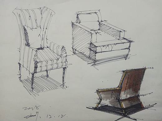 家具课程设计的手绘作业小练习