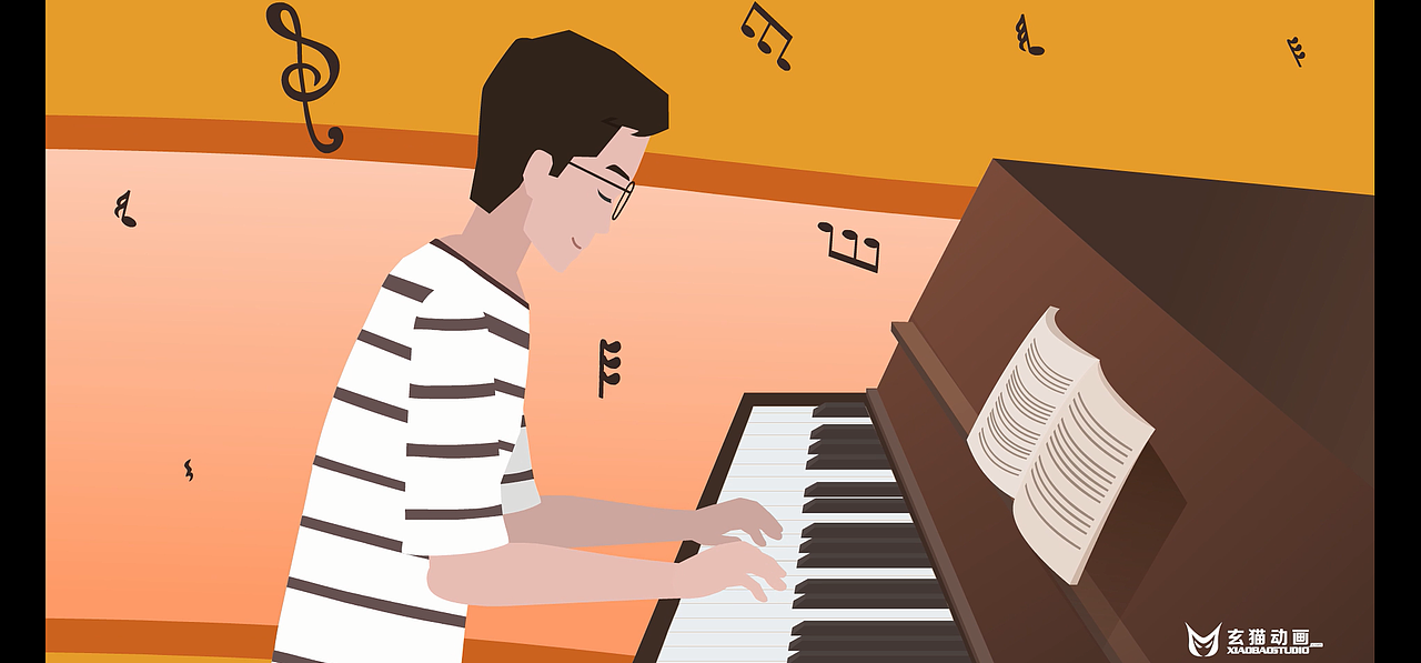 MG动画广告宣传动画钢琴室动画正能量动画