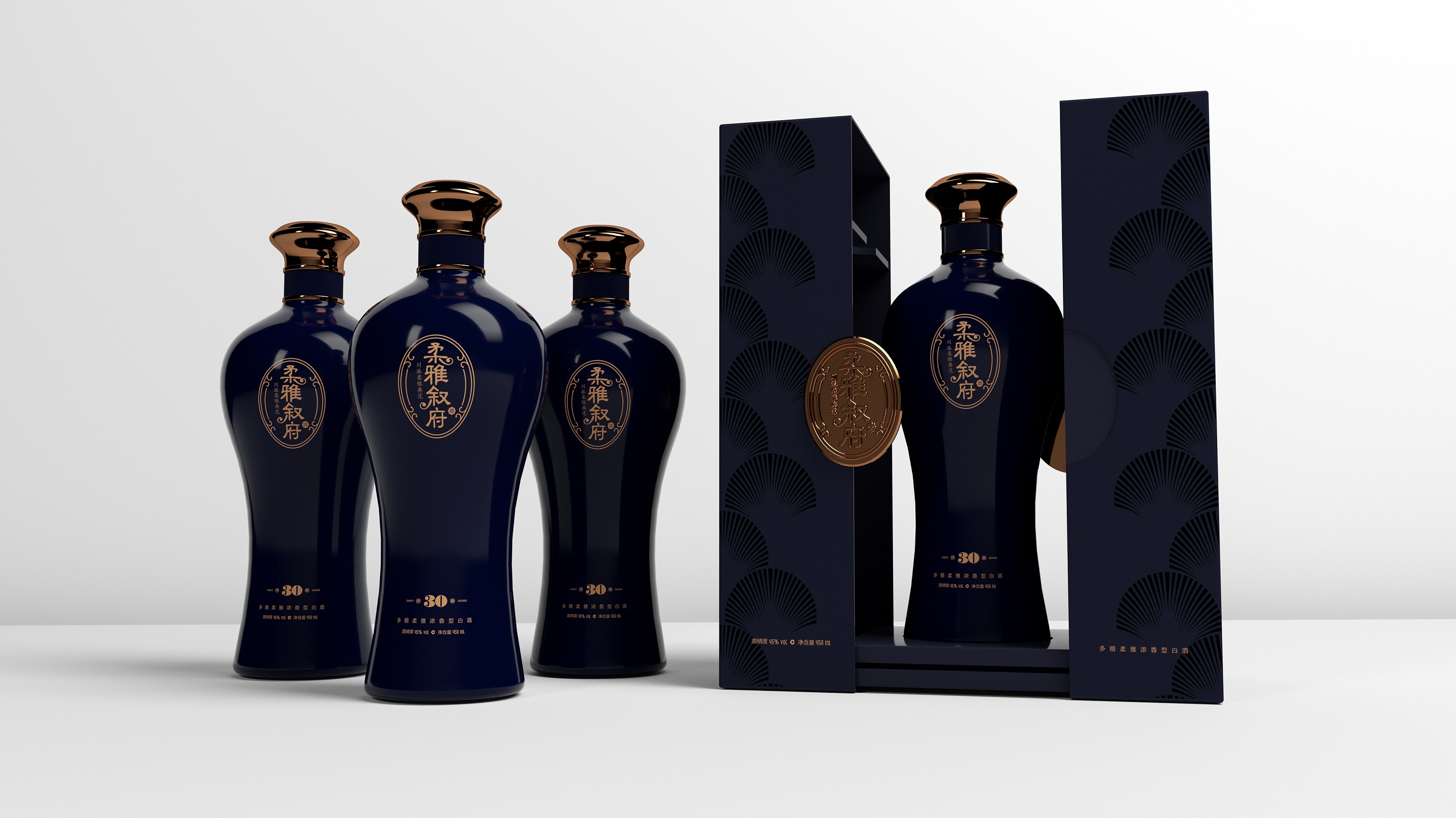 白酒包装柔雅叙府升级包装设计