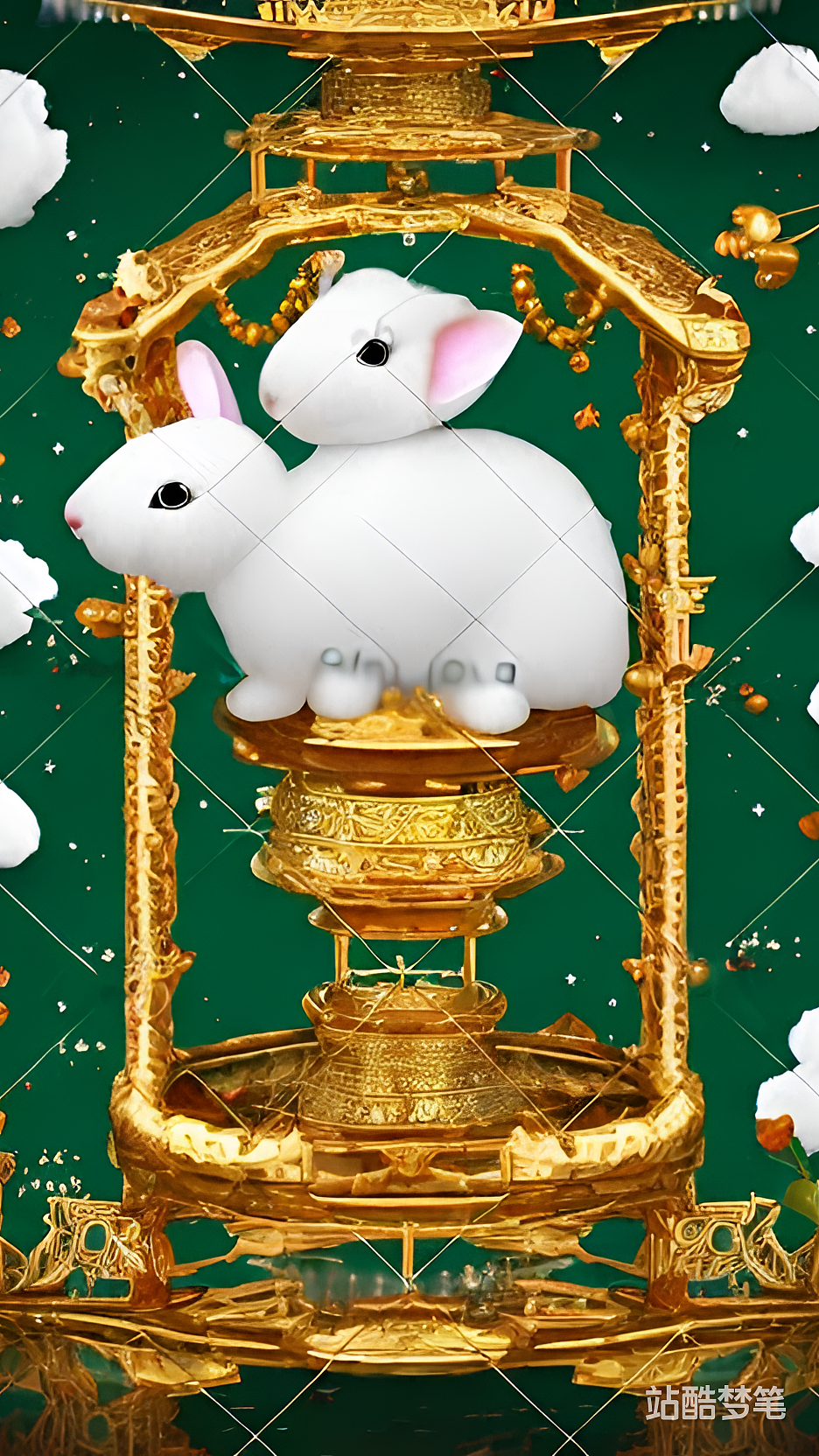 #站酷梦笔#可爱 白玉兔子 金镶玉 丁达尔效果 细致得毛（图ZMzI2NzAwNjY4） - AI作品 - 站酷设计师evafwad原创素材 - 站酷ZCOOL