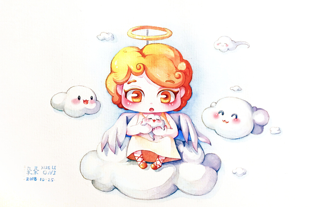 水彩插画：小朵朵（图ZMTM1MDM1NDY0） - 概念设定 - 站酷设计师雪梨ONI原创素材 - 站酷ZCOOL