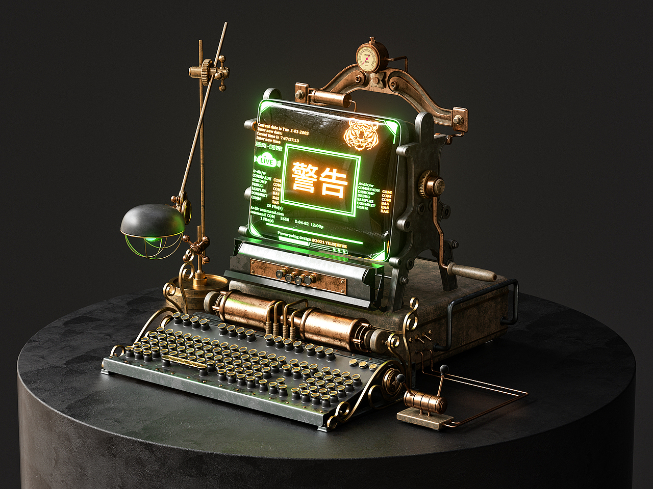 C4D产品写实渲染-破旧复古风电脑 合成材质练习