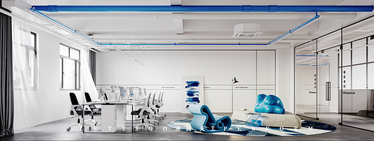 现代极简风的办公空间,有一种安静的力量感