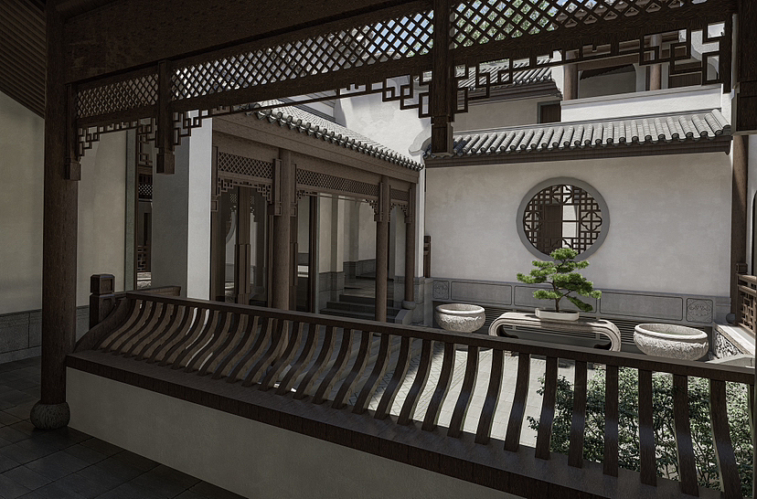 中式建筑庭院，我们的设计作品。