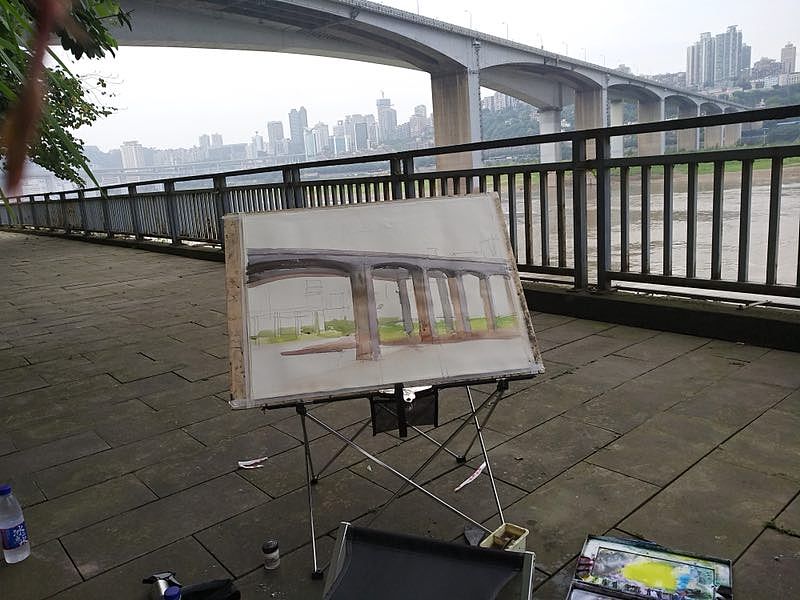 长江第一桥石板坡大桥（图ZMTY1NTgyNDU2） - 绘画 - 站酷设计师严光伟原创素材 - 站酷ZCOOL