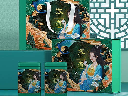 古风原创国风国潮茶叶插画包装设计