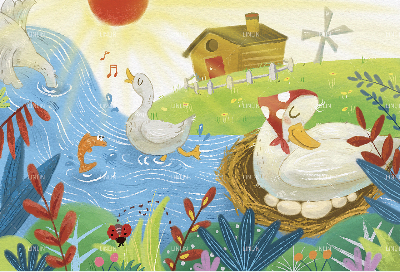 《丑小鸭》绘本儿插