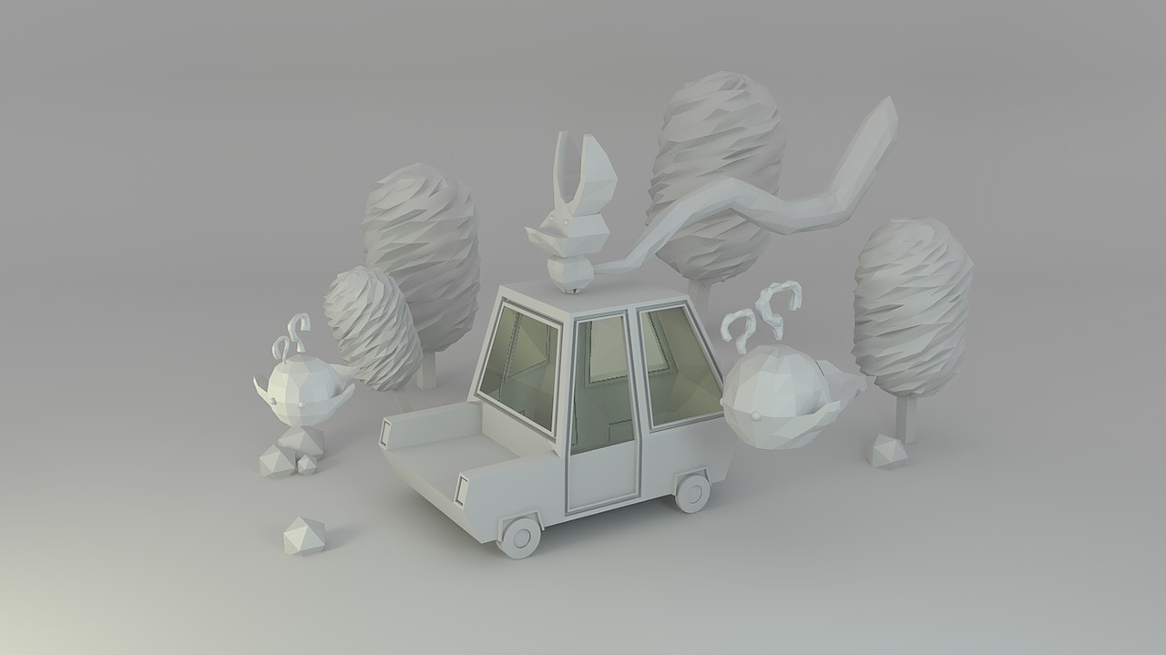 C4D低多边形风格