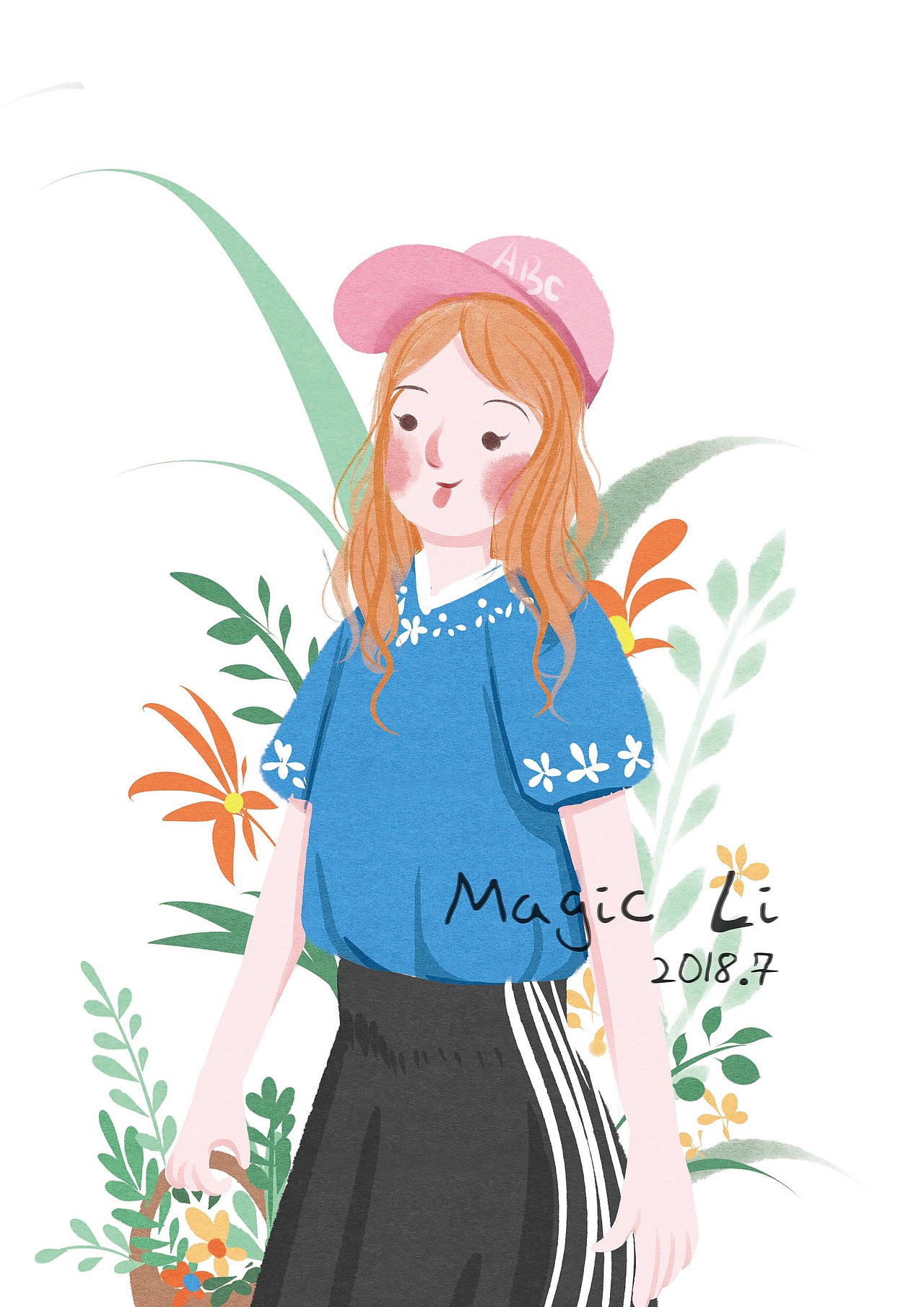 可爱的女孩子~~7月扁平风涂鸦（图ZMTI1MTIyNjg0） - 创作习作 - 站酷设计师MagicLi的世界原创素材 - 站酷ZCOOL