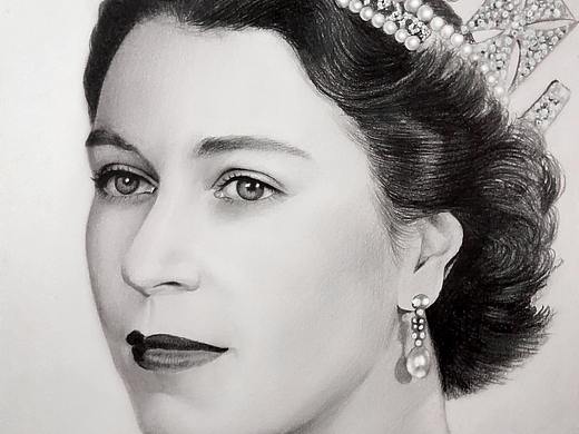 铅笔手绘英国伊丽莎白女王