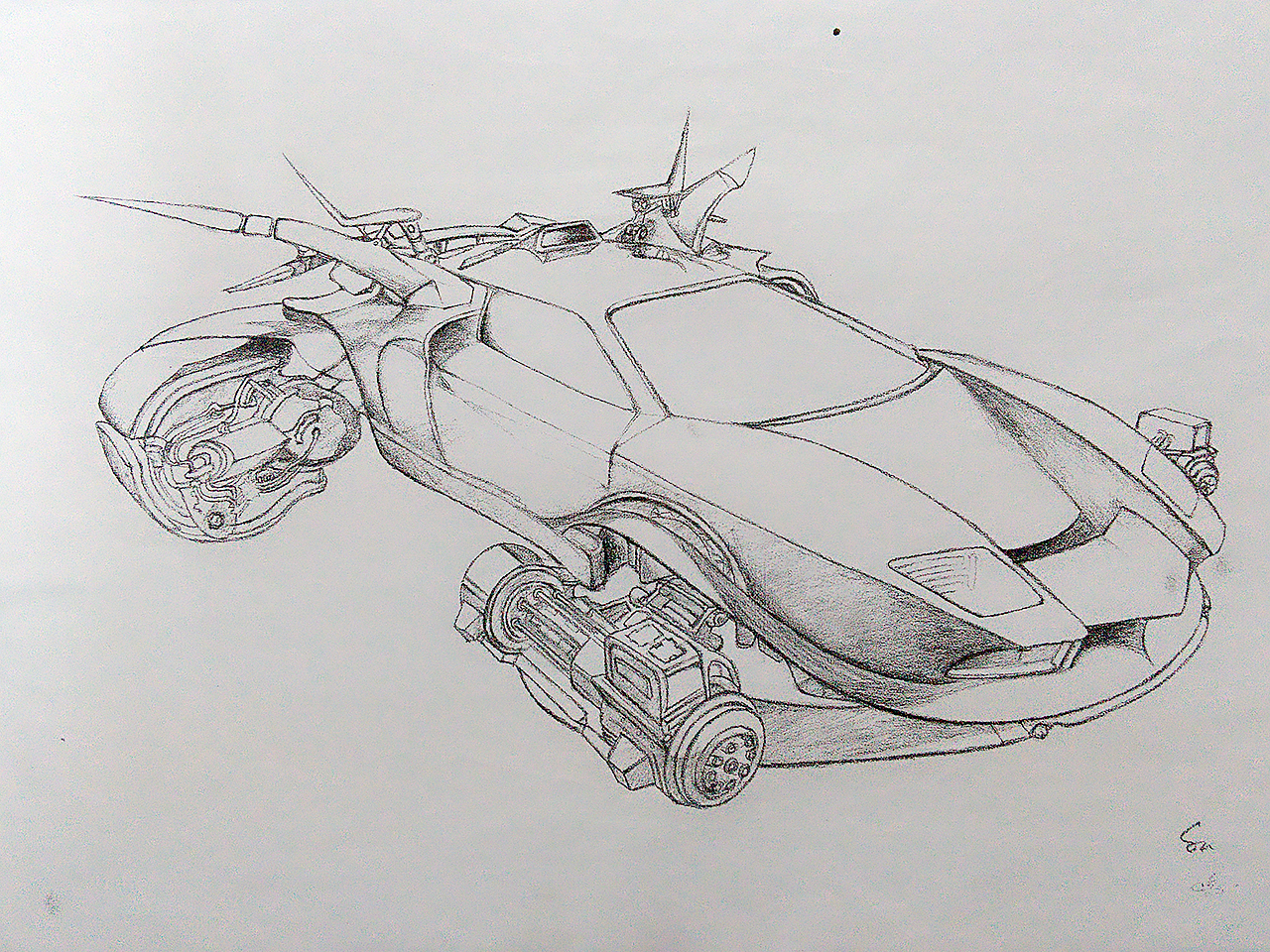 素描科幻汽车画