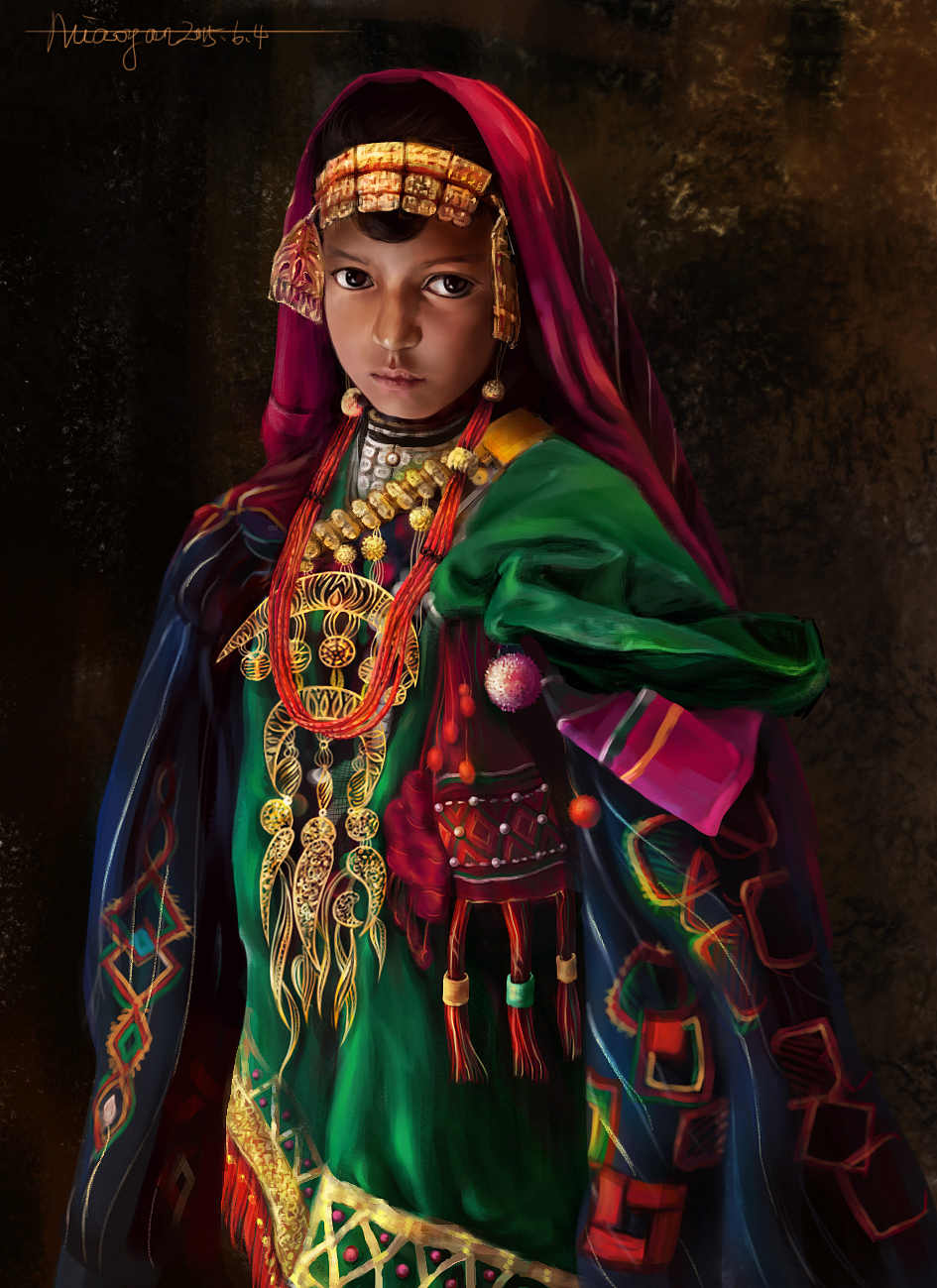 原创人物画非洲小女孩