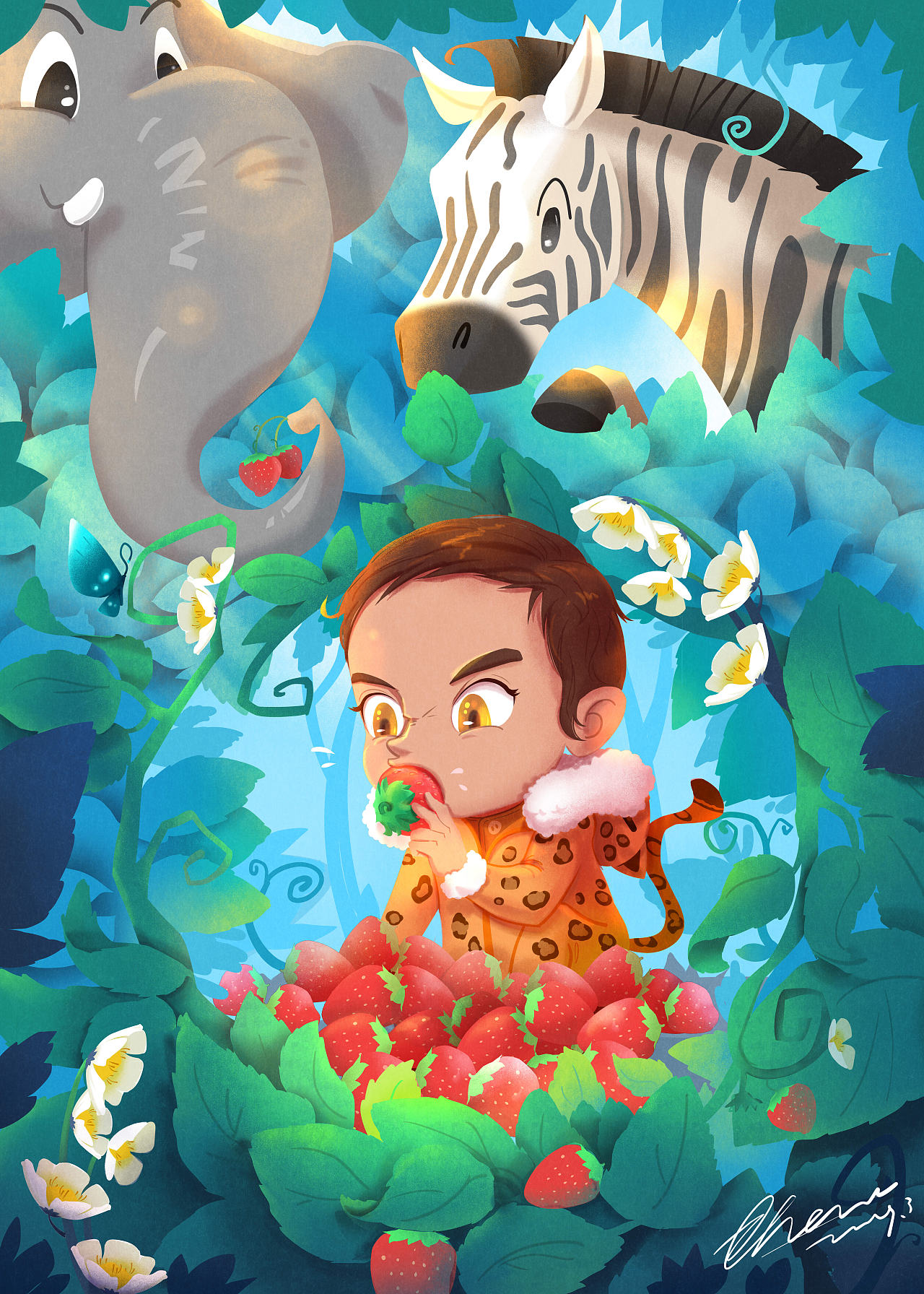 吃草莓（图ZMTQ5OTY4MTc2） - 创作习作 - 站酷设计师TChen422原创素材 - 站酷ZCOOL