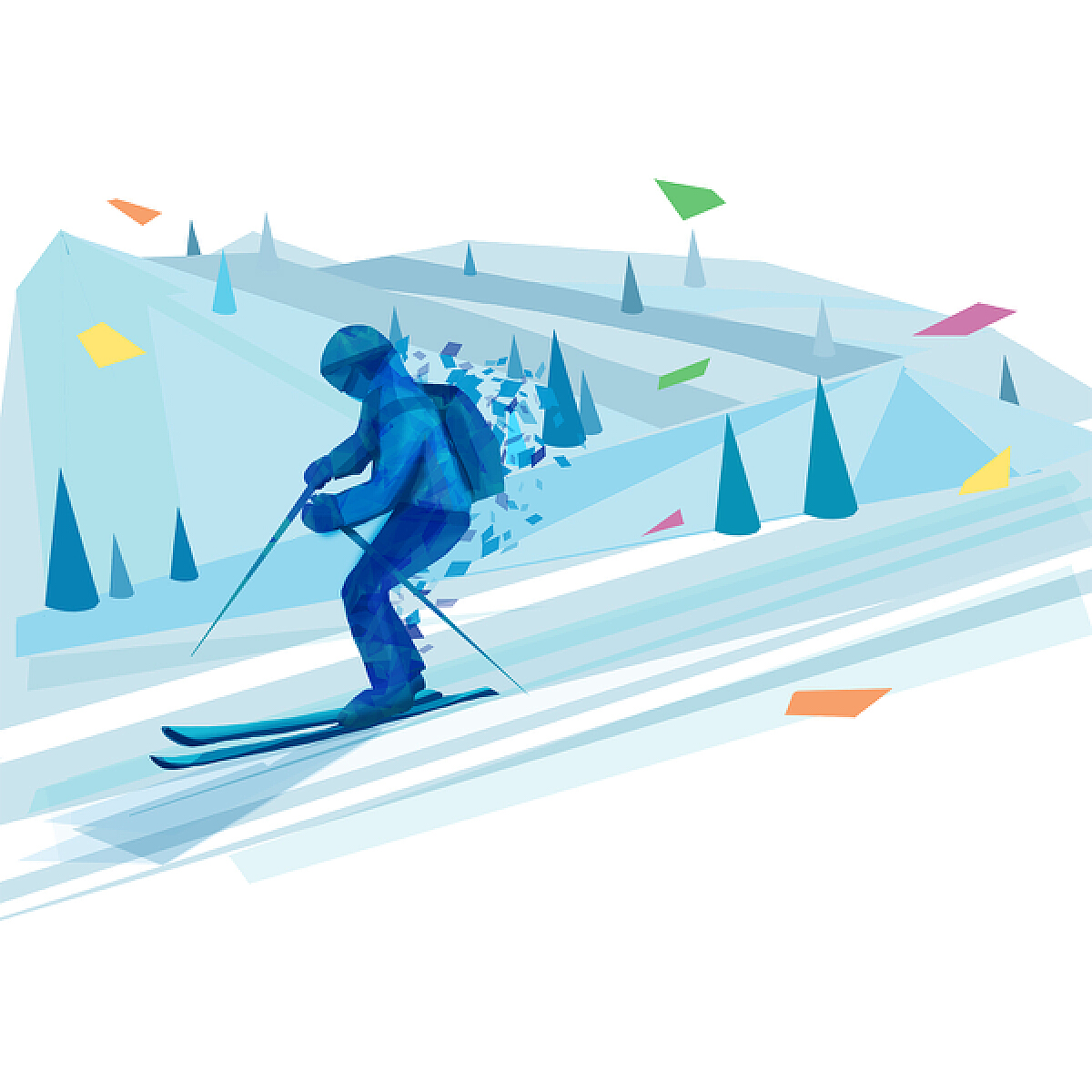 一组冬季滑雪运动抽象插画元素|插画|商业插画|曾嘉和尚尚_原创作品-站酷ZCOOL