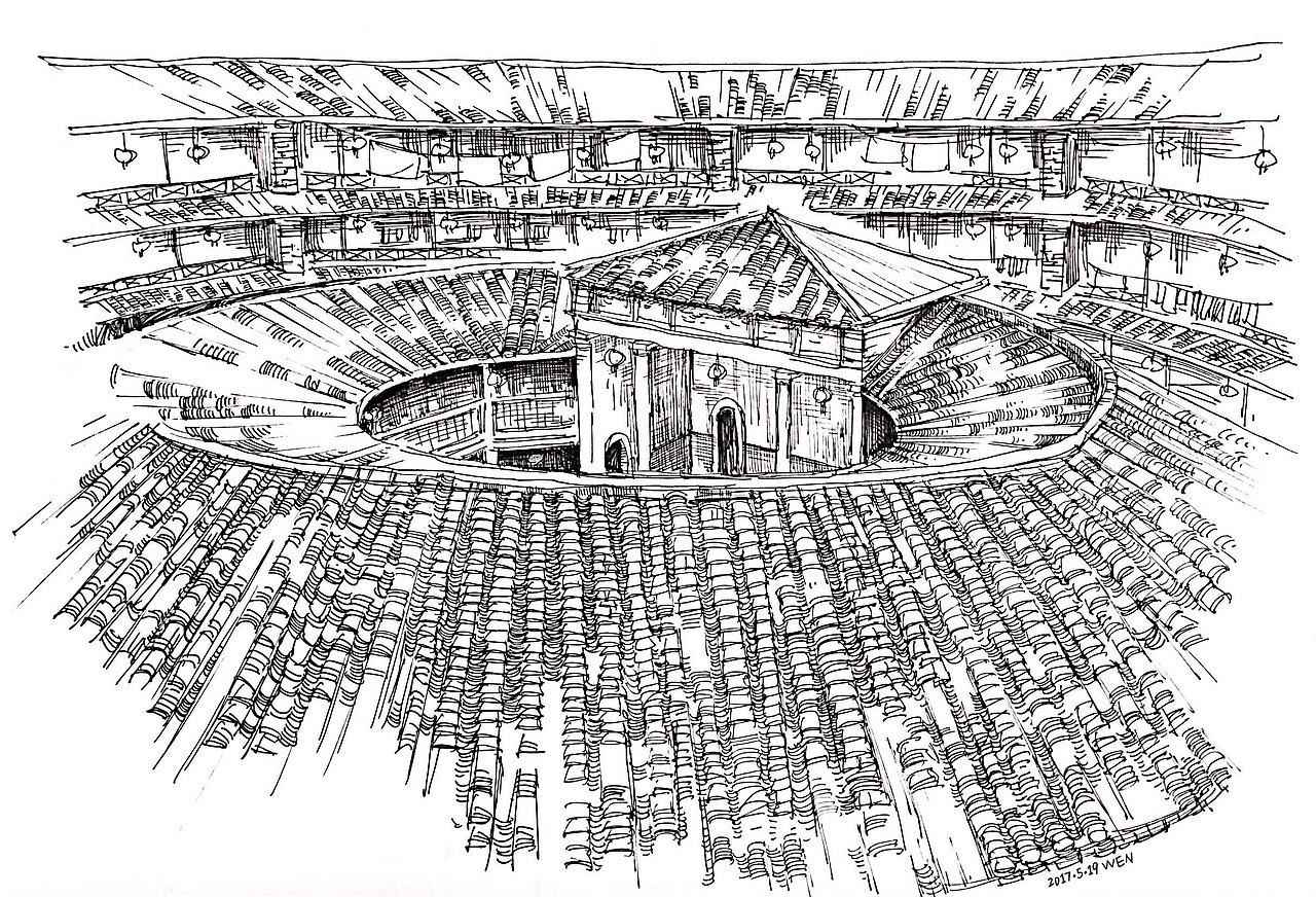 钢笔手绘2福建土楼