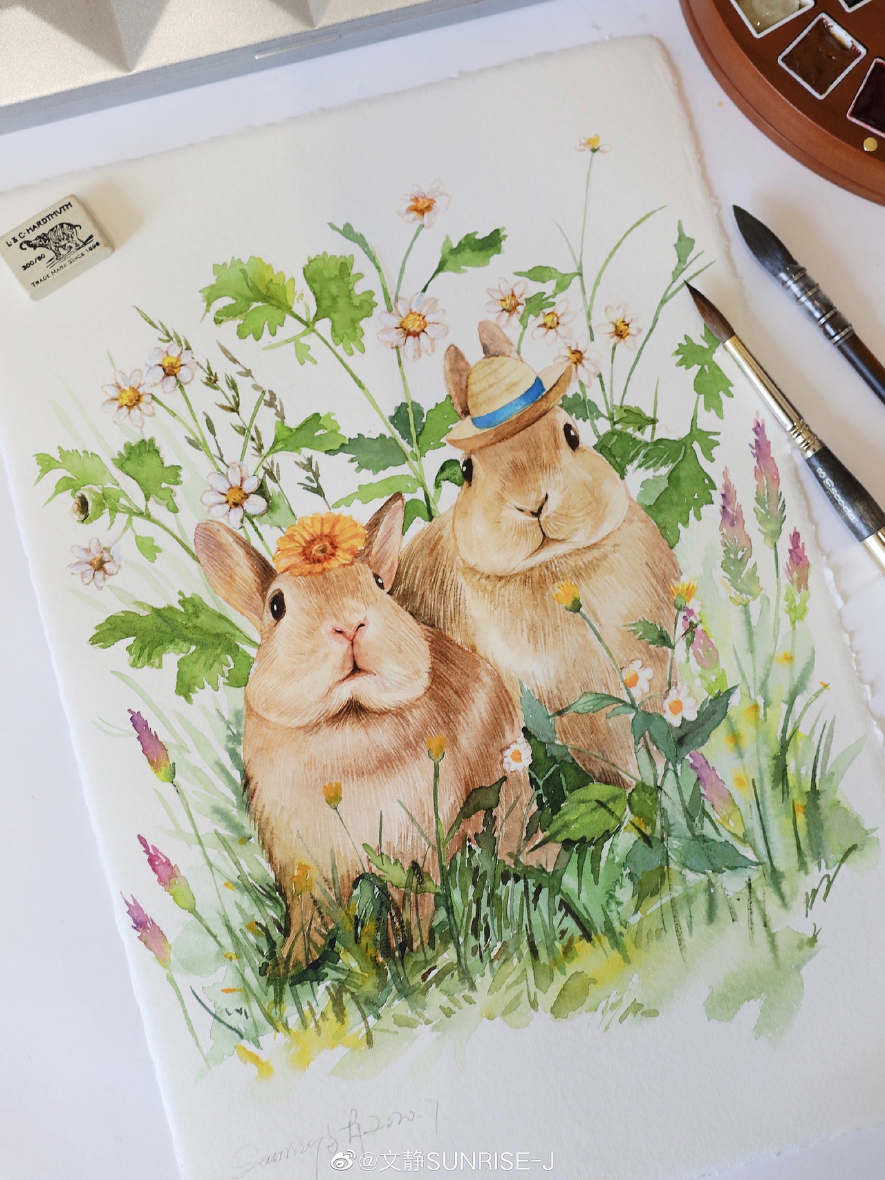 【原创水彩】治愈系小兔子
