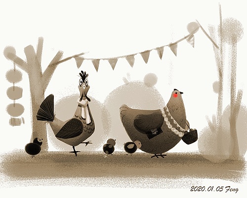 過(guò)年（圖ZMTkyMjU1NzA4） - 兒童插畫 - 站酷設(shè)計(jì)師Feng馮小香原創(chuàng)素材 - 站酷ZCOOL