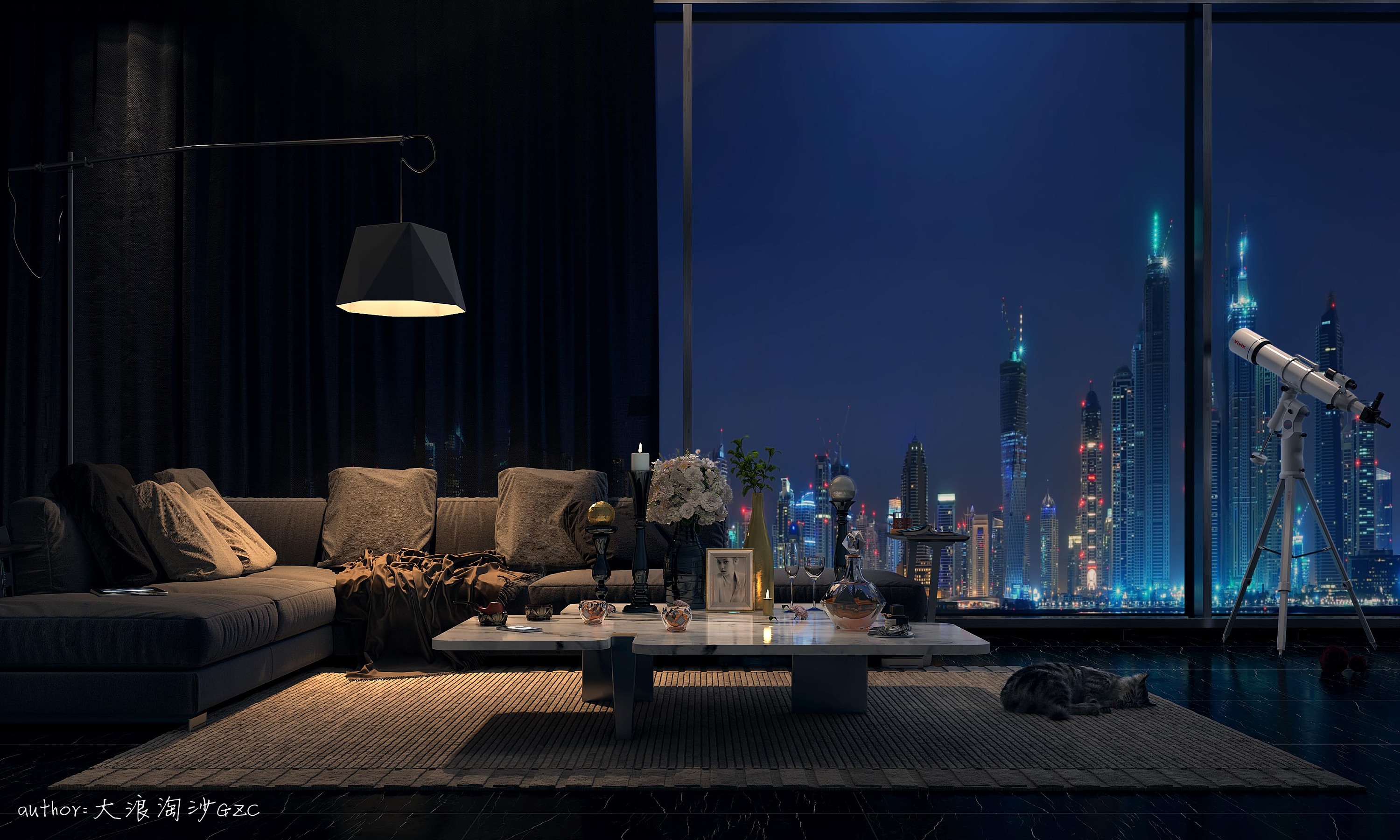 现代家装设计夜景表现 - 效果图交流区-建E室内设计网