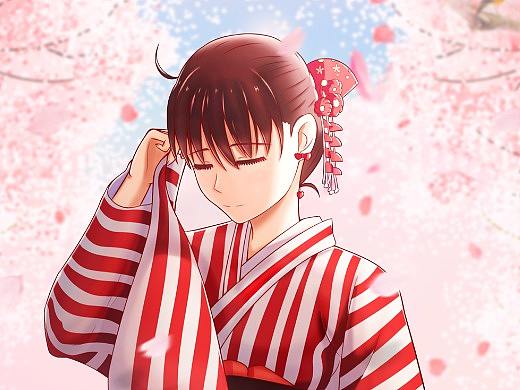 日式插画《樱花樱花想见你》