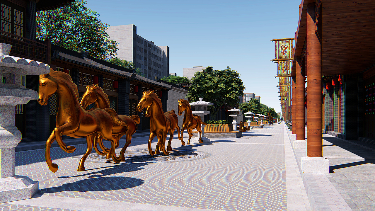 500米仿秦商业街（图ZMjA0MDI1OTI4） - 建筑/空间 - 站酷设计师飞天红雪原创素材 - 站酷ZCOOL