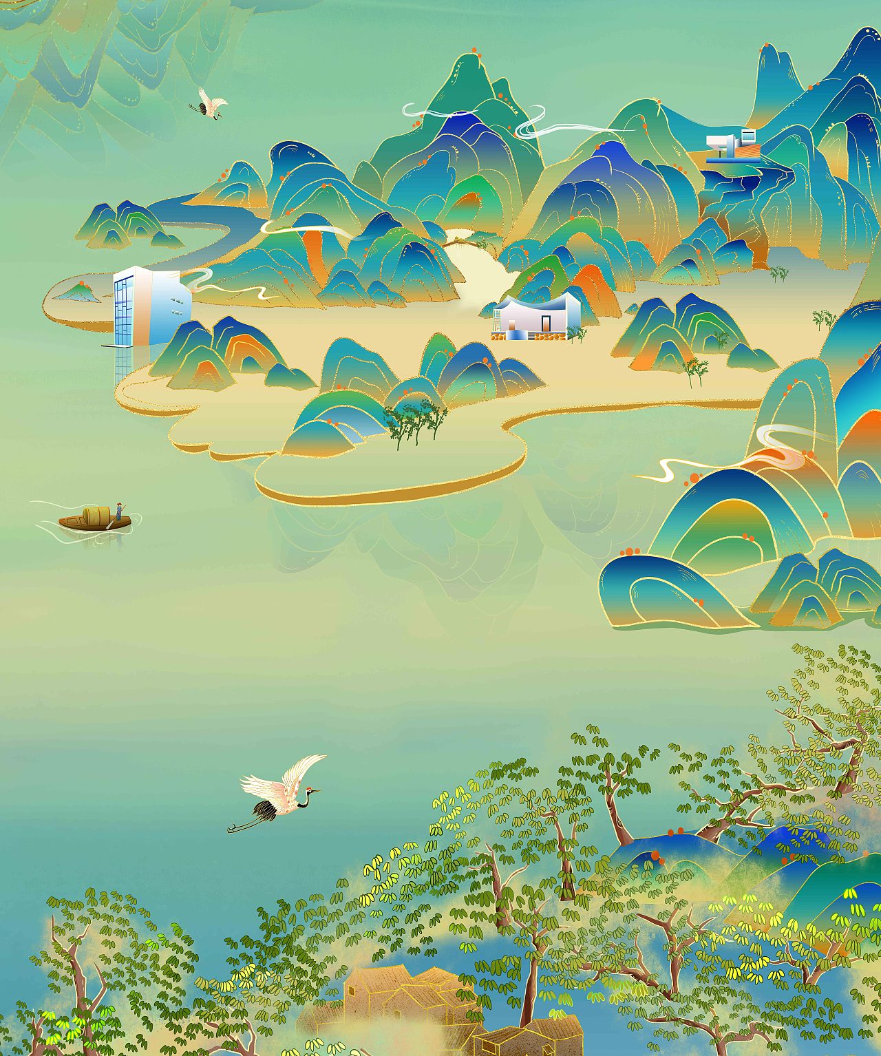 新改千里江山图（图ZMjg1OTk2ODA0） - 商业插画 - 站酷设计师非浅原创素材 - 站酷ZCOOL