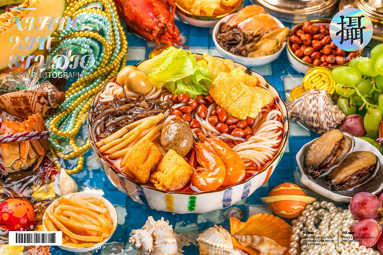 外卖螺蛳粉拍摄豪华的螺蛳粉贵族气息金银珠宝奢华美食