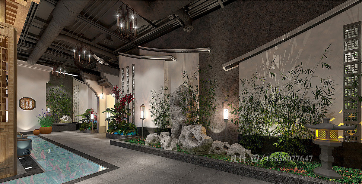 徽派洗浴设|韩式洗浴设计|新乡江南水巷洗浴设计