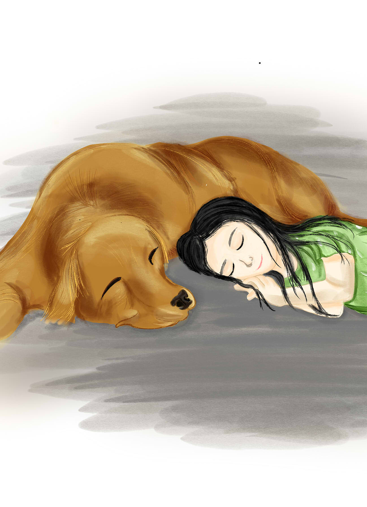 金毛和宝宝|插画|创作习作|云翊_原创作品-站酷zcool