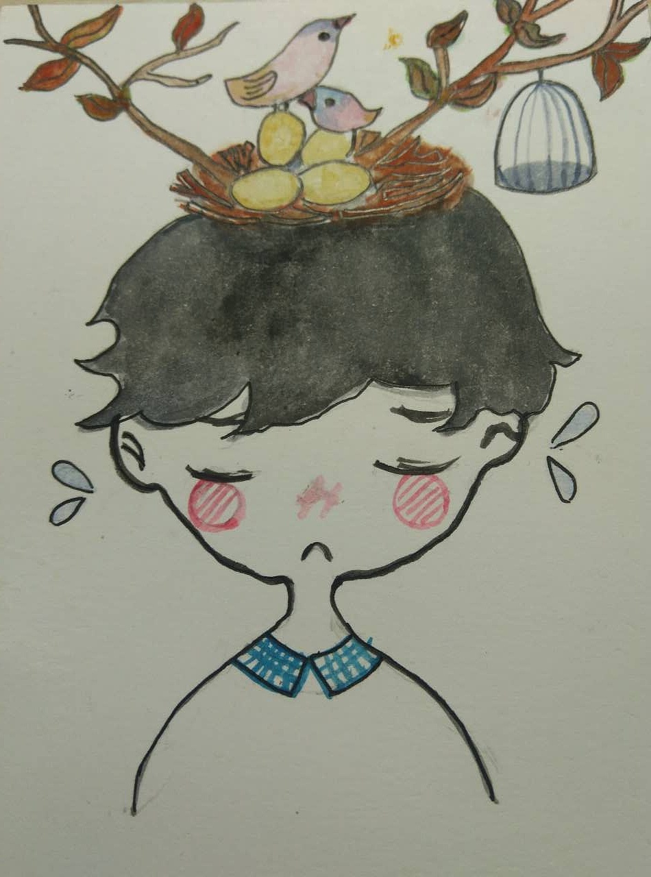鸟窝头男孩|插画|创作习作|侘寂姑娘 - 原创作品 - 站酷 (zcool)