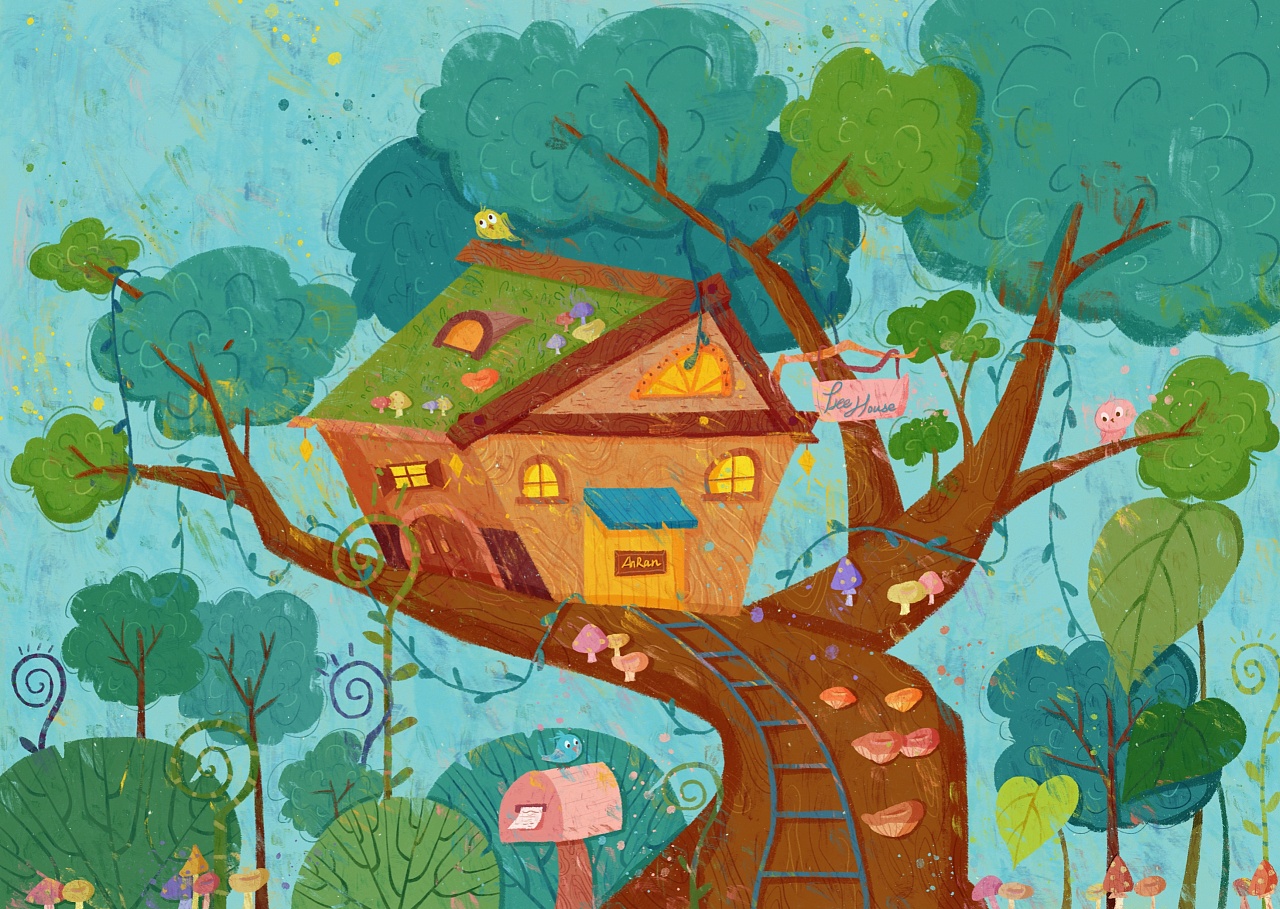 两种不同风格的森林小屋|插画|儿童插画|ruanruan的桃子 - 原创作品