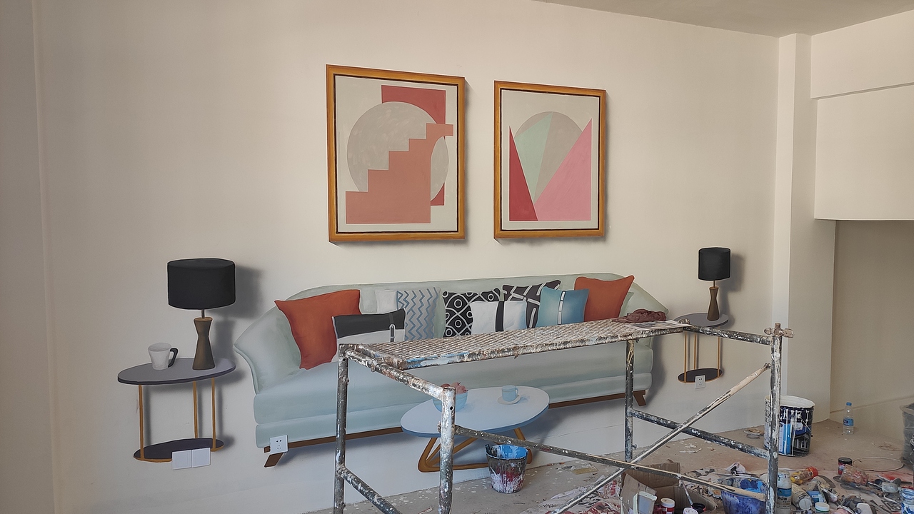 昆明太平新城万辉地产样板房3D彩绘—客厅+茶室