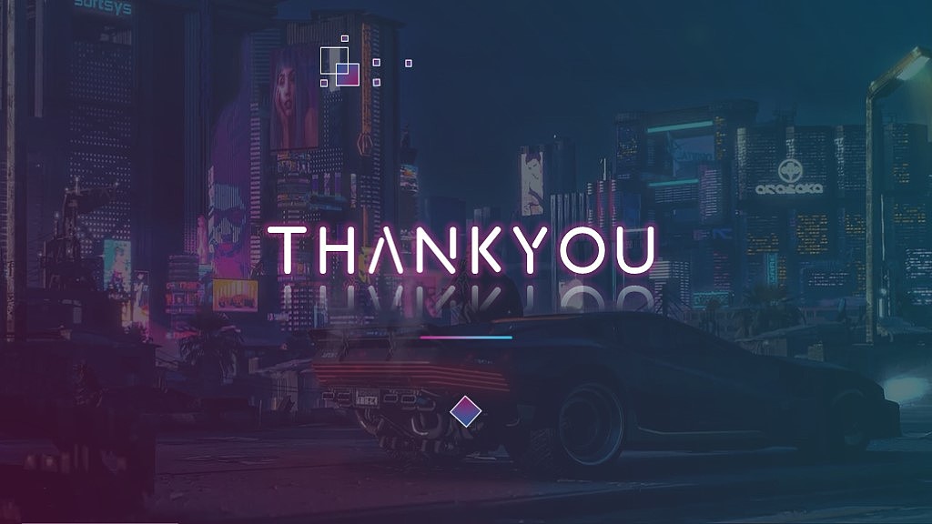 lost迷失蓝色紫色动画赛博朋克风ppt模板