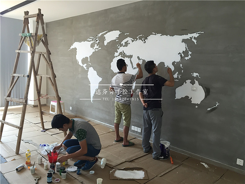 手绘世界地图|插画|商业插画|西安彩绘墙绘公司