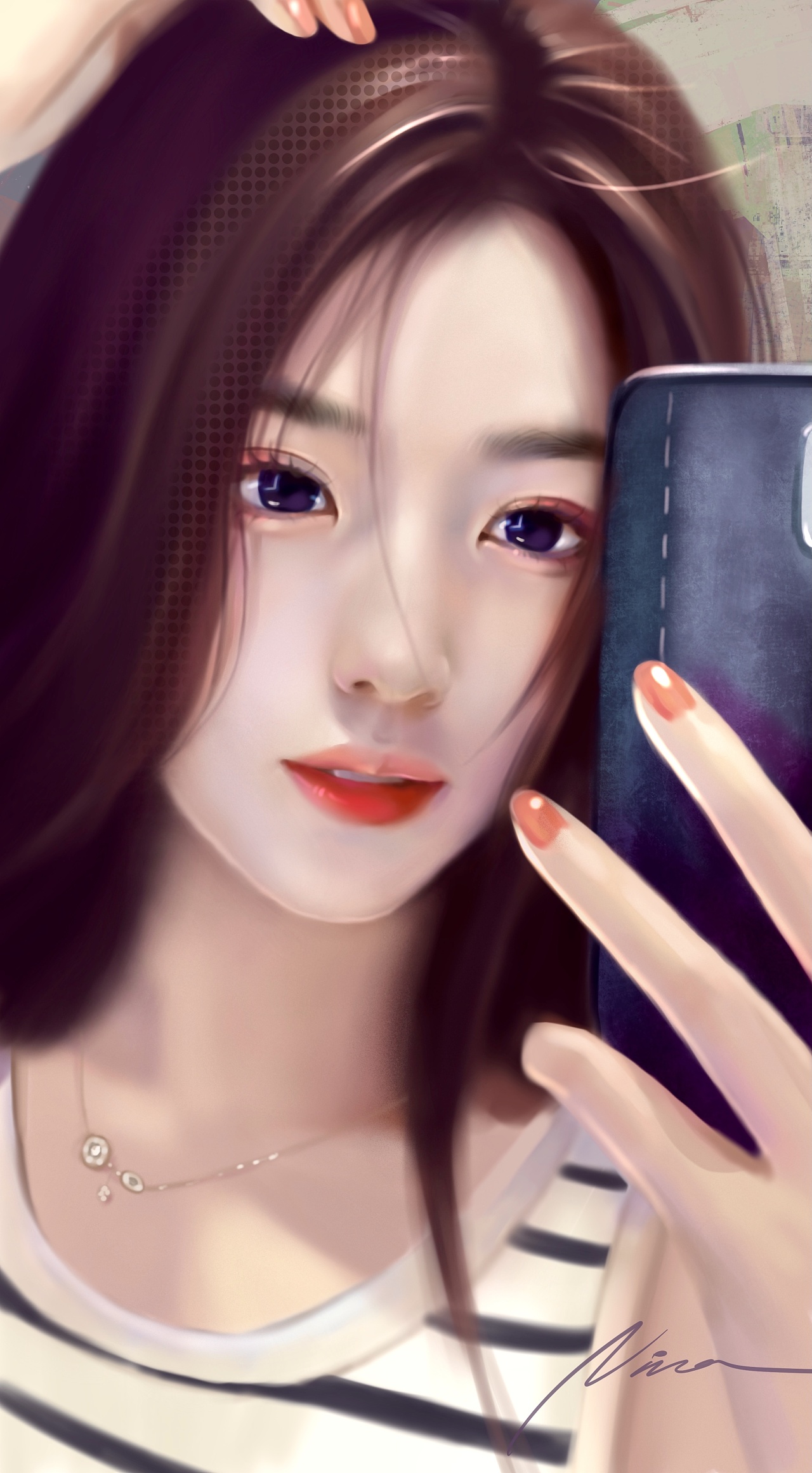 厚涂风格人像插画