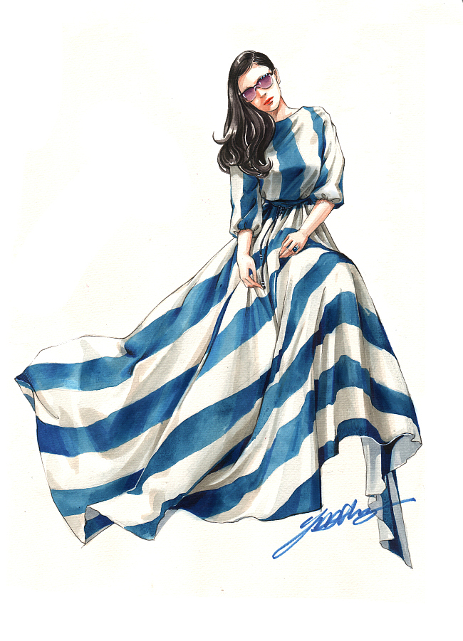 绘师yellow黄哲作品:时装画手绘表现步骤详解