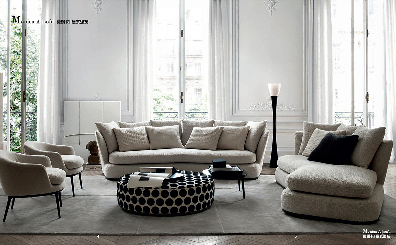 意式简约布衣沙发