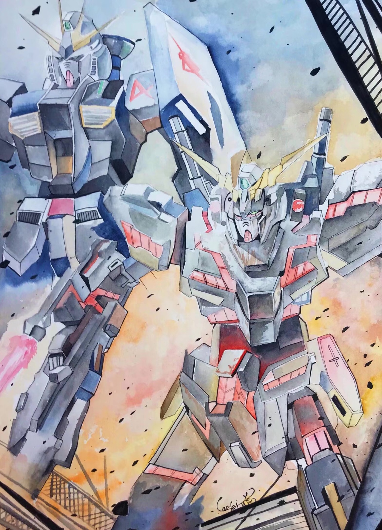 高达同人作品|纯艺术|水彩|世雨紫 - 临摹作品 - 站酷 (zcool)