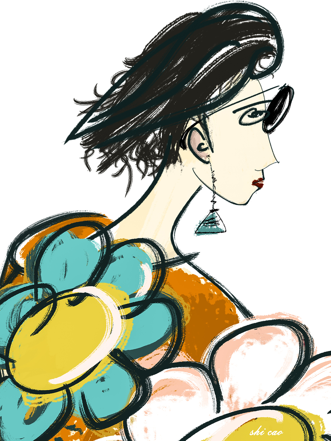 戴耳环的摩登女孩